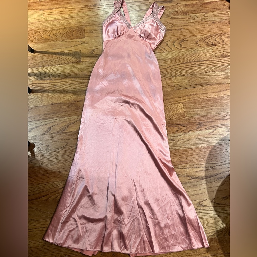Elegant Pink Satin Prom Dress - Picture 8 of 10